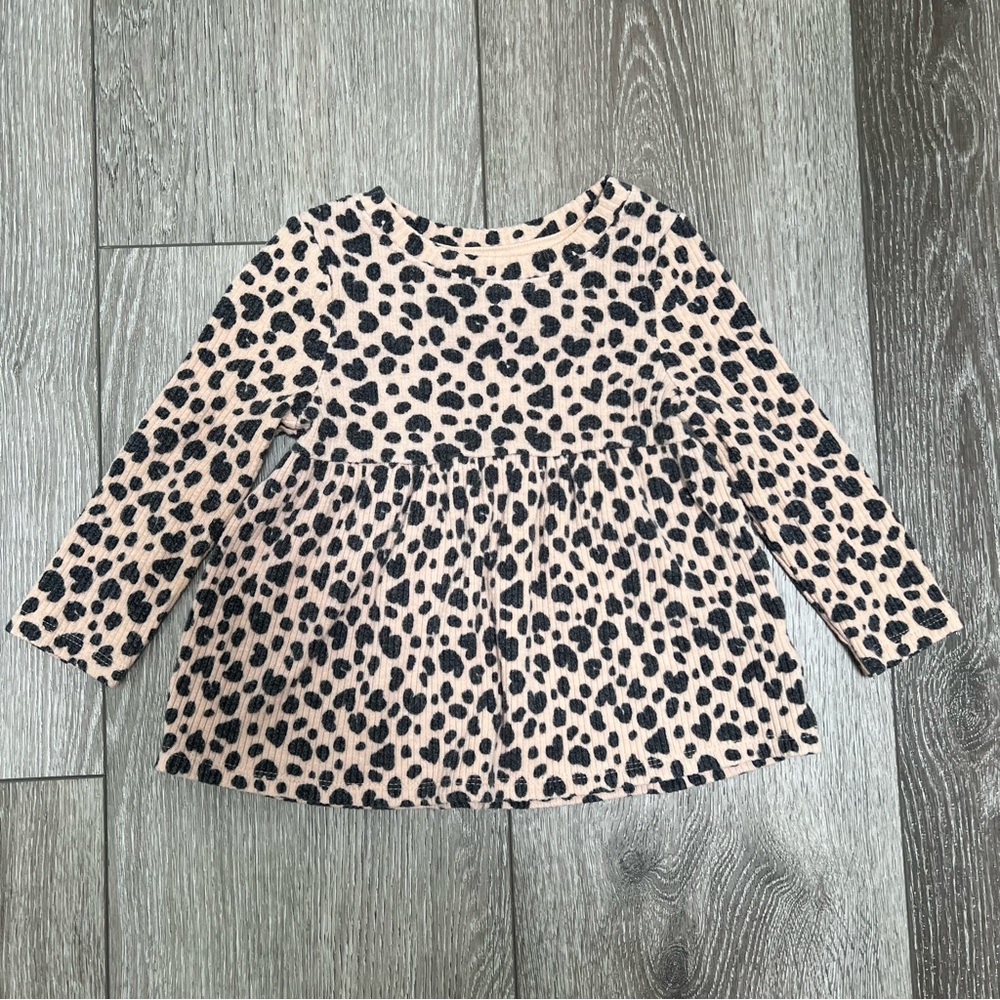 CAT AND JACK LONG SLEEVE LEOPARD PRINT TUNIC TOP 18MO